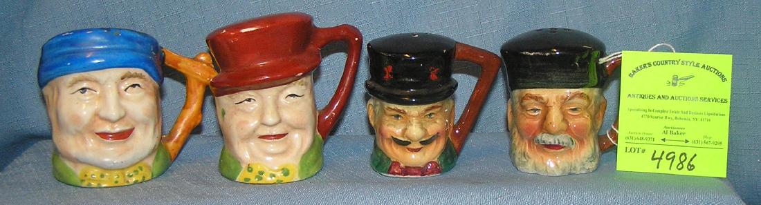 Group of four vintage Toby mug style figural S&P: Group of four vintage Toby mug style figural salt and pepper shaker $100.00-$125.00