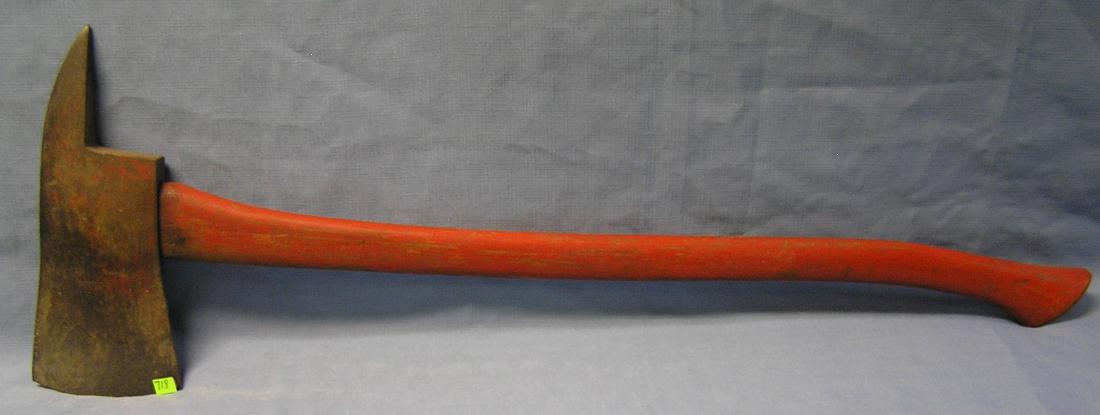 Antique fireman pick axe: Antique fireman’s pick axe circa 1930’s est. value $125.00-$150.00