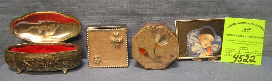 Group of four vintage pill and trinket boxes: Group of four vintage pill and trinket boxes $75.00-$80.00