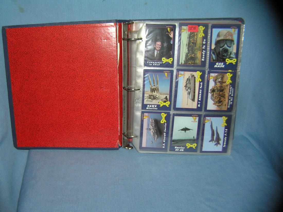 Desert Storm and Desert Shield military cards: Huge collection of Desert Storm and Desert Shield nonsports military cards, huge collection with display pages and binder est. value $125.00-$150.00