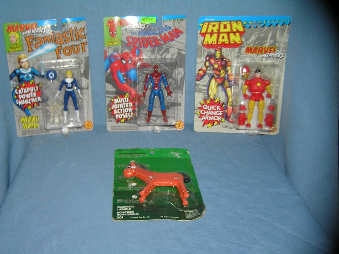 Group of 4 vintage super hero action figures,: Group of 4 vintage super hero action figures, and Gumby's pal Pokey est. value $50.00-$60.00