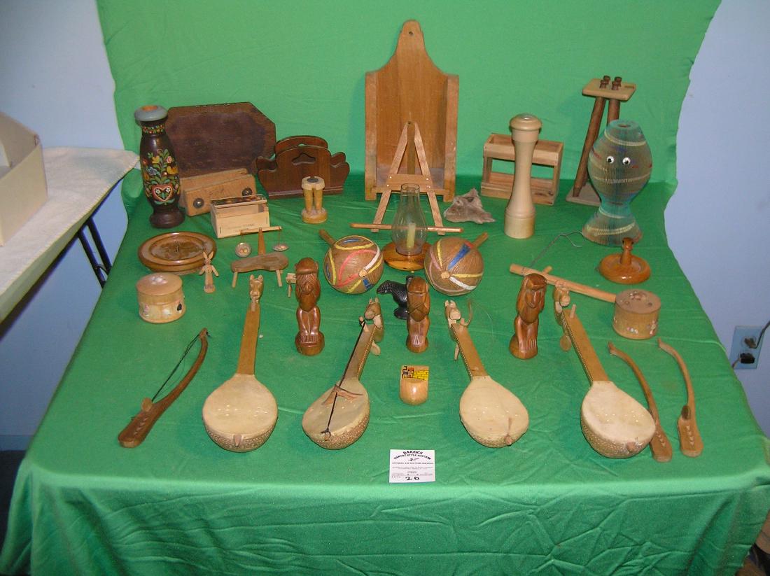 Collection of antique and vintage wood collectibles: Large collection of antique and vintage wood collectibles est. value $175.00-$200.00
