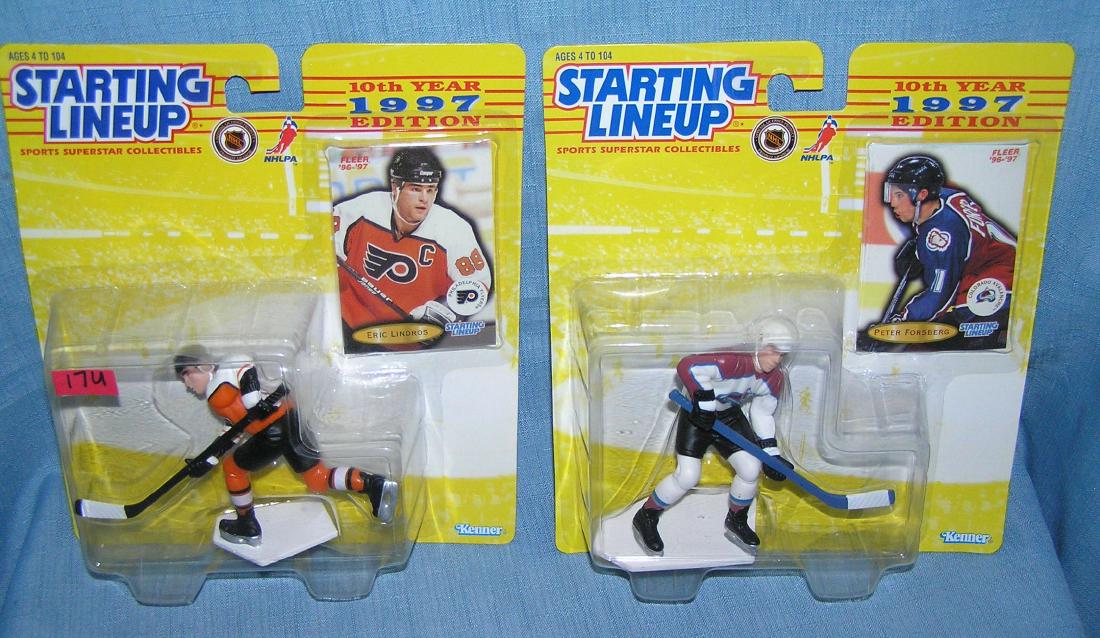 Pair of Starting Lineup Hockey sports figures: Pair of vintage Starting Lineup Hockey sports figures includes Eric Lindros and Peter Forsberg est. value $35.00-$45.00