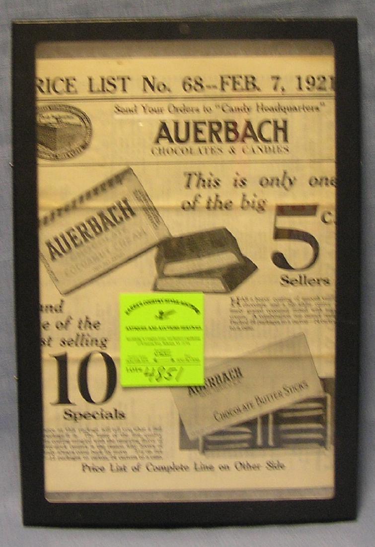 Auerbach chocolates advertising brochure: Early Auerbach chocolates and candies advertising brochure dated 1921 $40.00-$50.00
