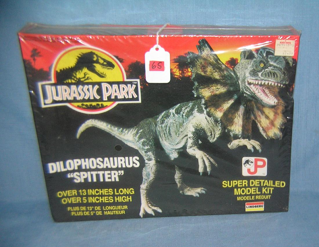Jurassic Park Dilophosaurus spitter model kit: Vintage Jurassic Park Dilophosaurus spitter super detailed model kit factory sealed est. value $40.00-$45.00