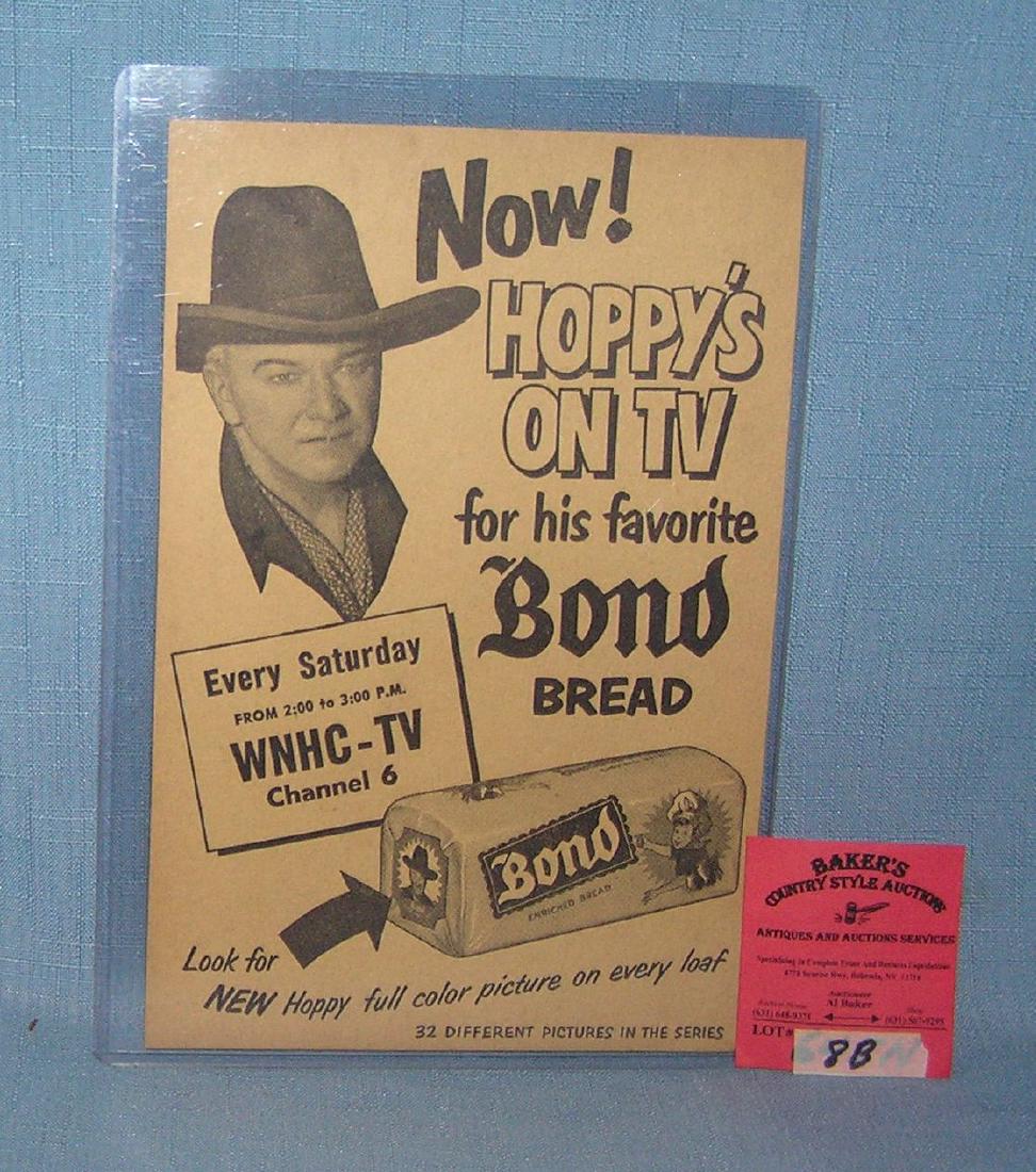 Hop-Along-Cassidy Bond Bread advertising piece: Hop-Along-Cassidy Bond Bread advertising piece est. $40.00-$45.00