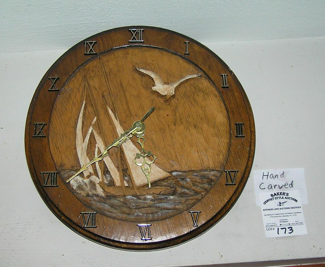Hand Carved Nautical Wall Clock