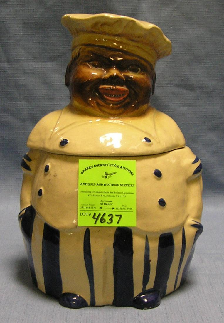 Early black chef figural cookie jar: Early black chef figural cookie jar by National silver company circa 1930’s $250.00-$300.00