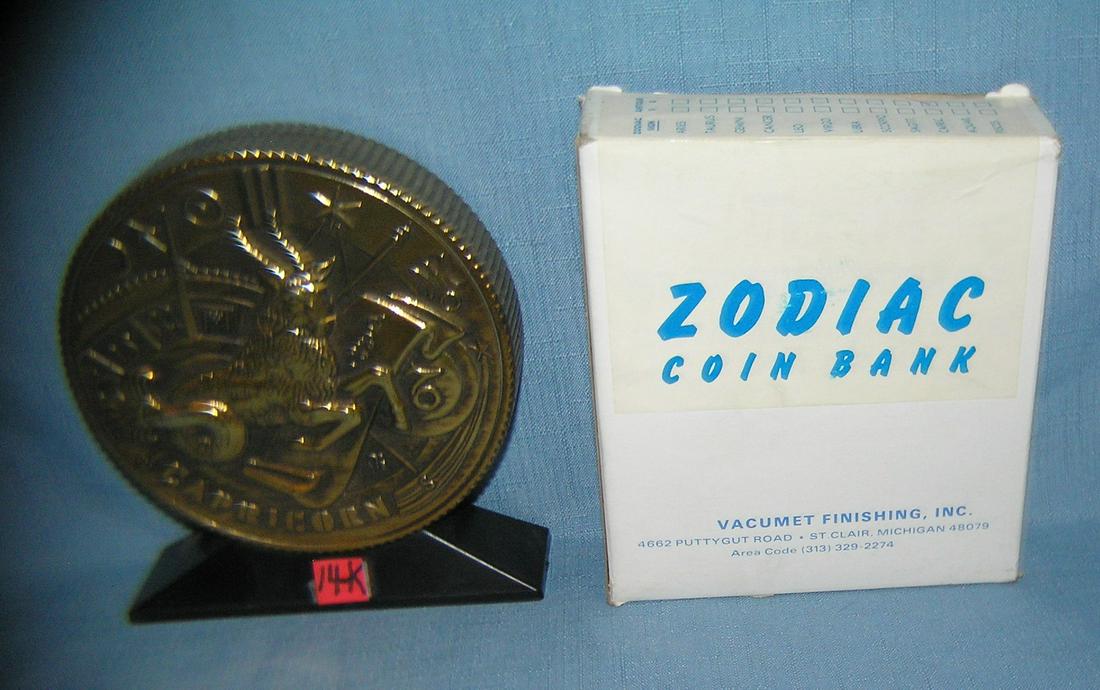 Capricorn all cast metal Zodiac bank with original box: Capricorn all cast metal Zodiac bank with original box est. value $75.00-$80.00