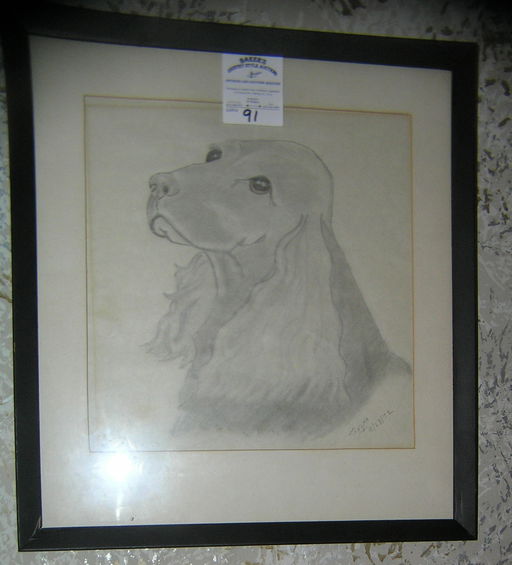 Dog Pencil Drawing Artist Signed Dated 1972 Aug 11 2019