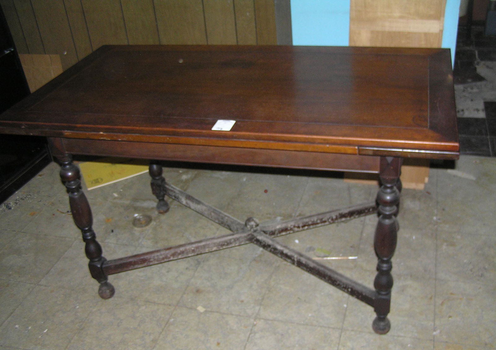 Antique mahogany dining/side table: Antique mahogany dining/side table with slide open leaves est. value $200.00-$250.00