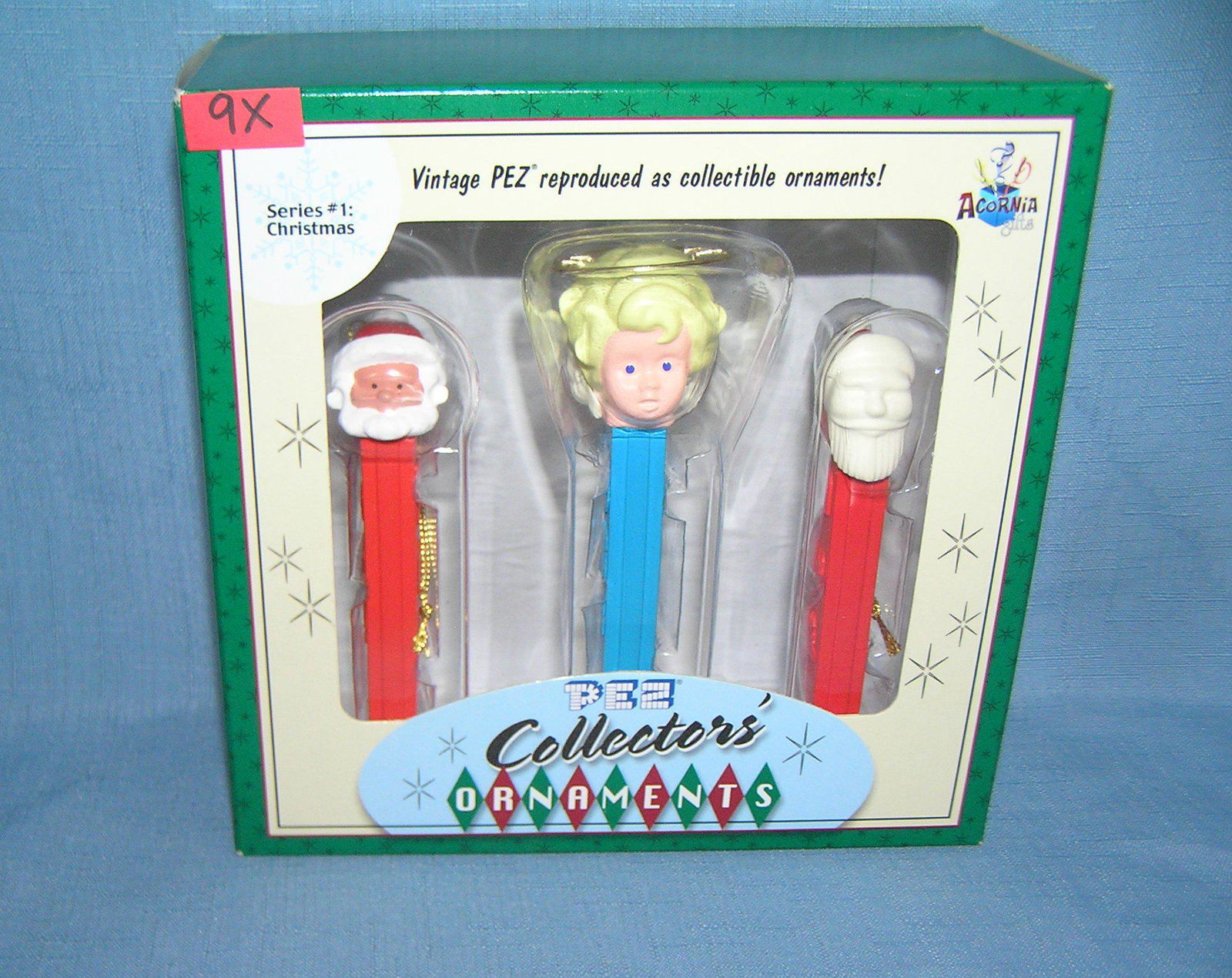 PEZ collector candy container ornament set: PEZ collector candy container ornament set with original box est. value $40.00-$50.00