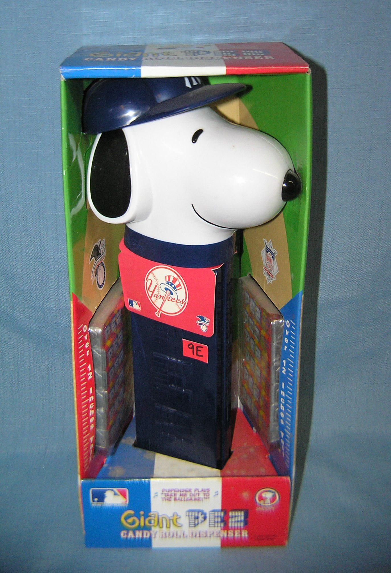NY Yankees/Snoopy Giant PEZ candy roll dispenser: NY Yankees themed Snoopy Giant PEZ candy roll dispenser with original box est. value $35.00-$40.00
