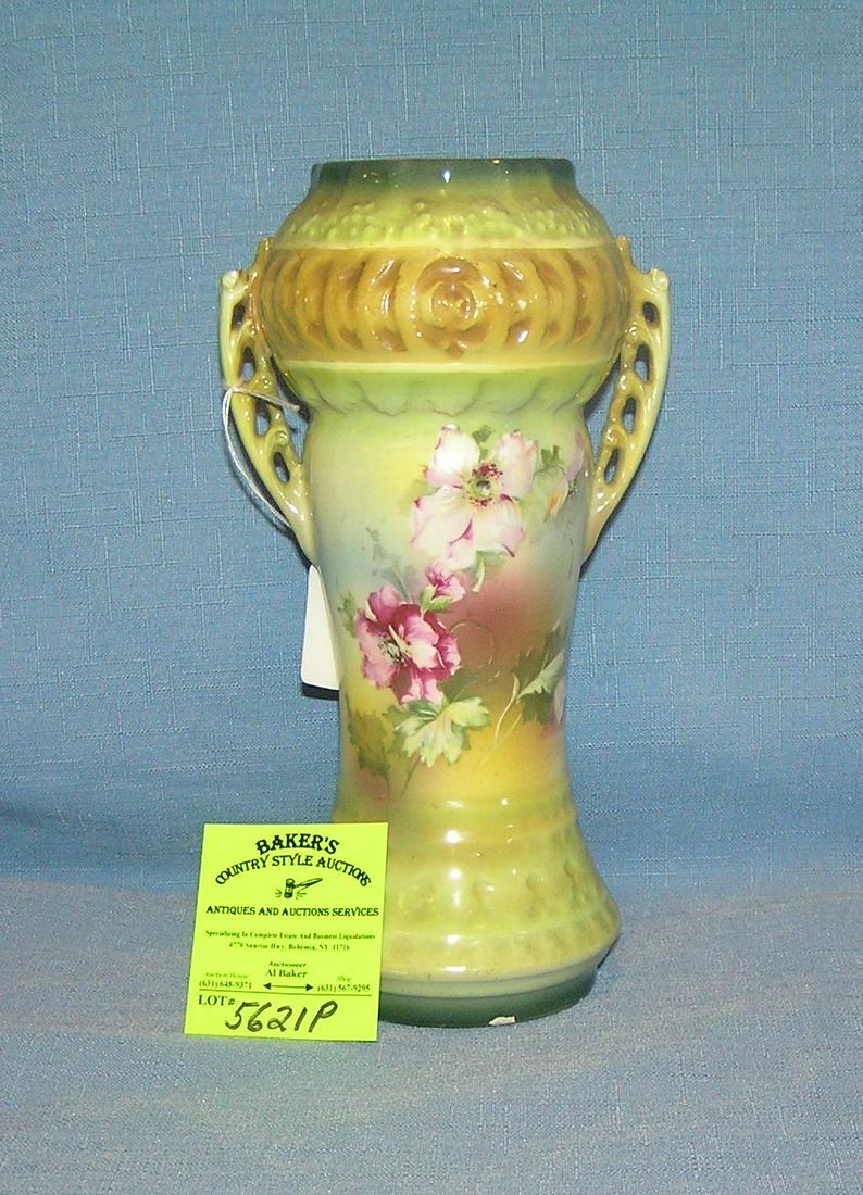 Antique Austrian Hand Painted Floral Decorated Vase Sep 24 2019