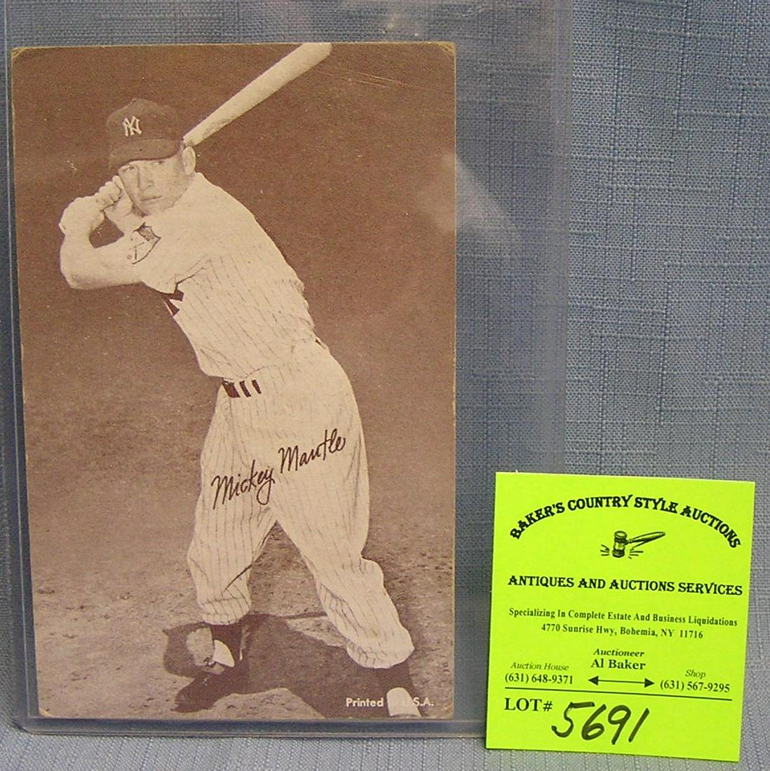 Vintage oversized Mickey Mantle baseball card: Vintage oversized Mickey Mantle baseball card with complete stats on reverse est. value $175.00-$200.00