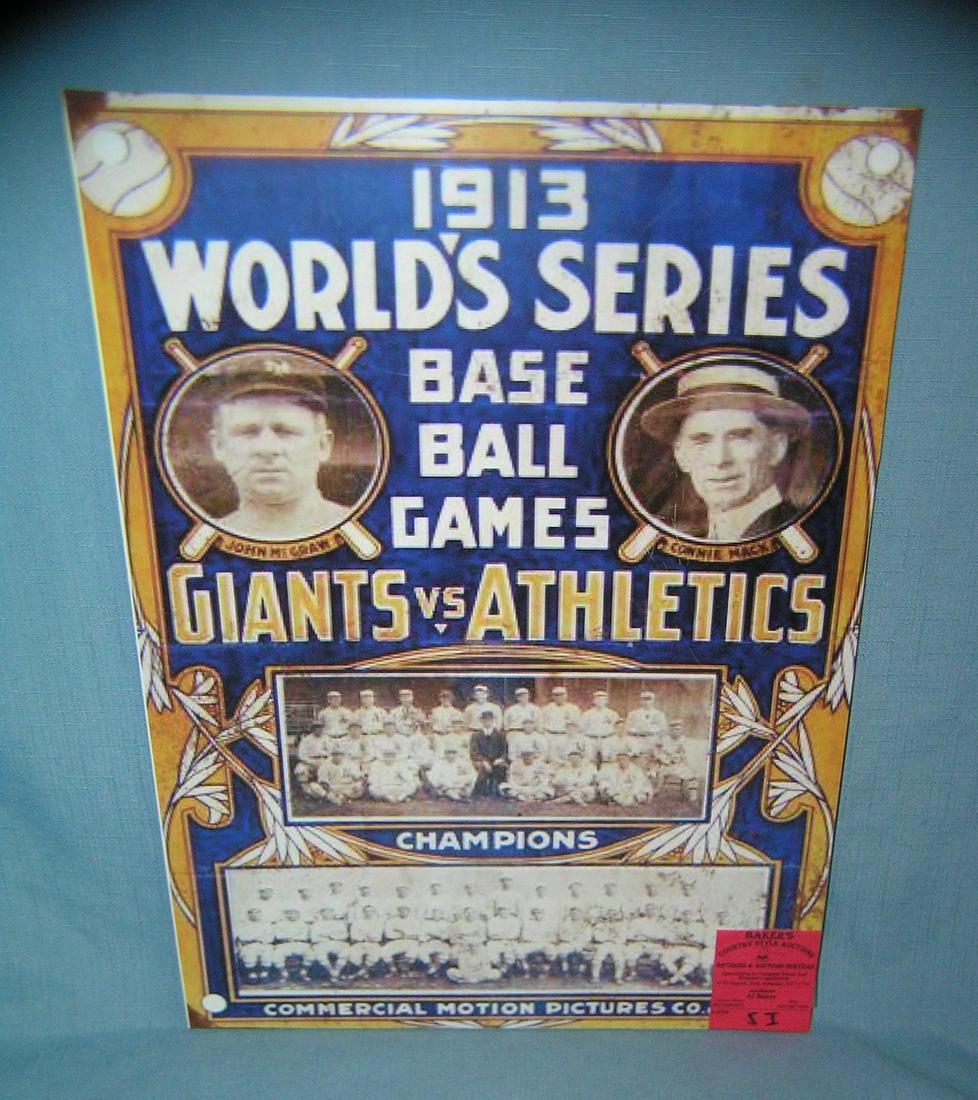 1913 World Series Baseball retro style sign: 1913 World Series Baseball retro style advertising sign 12 inches by 16 inches est. value $40.00-$50.00