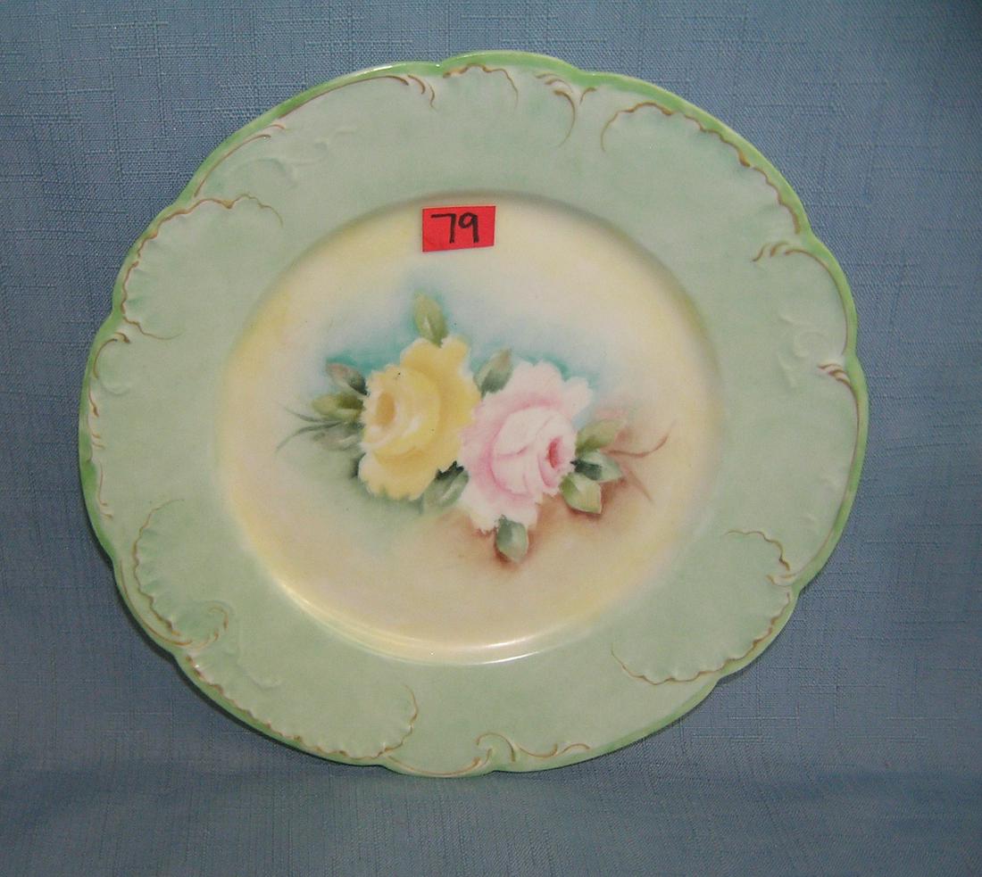 Great early hand painted floral Limoges plate: Great early hand painted floral Limoges plate signed H&C Limoges France est. value $50.00-$60.00
