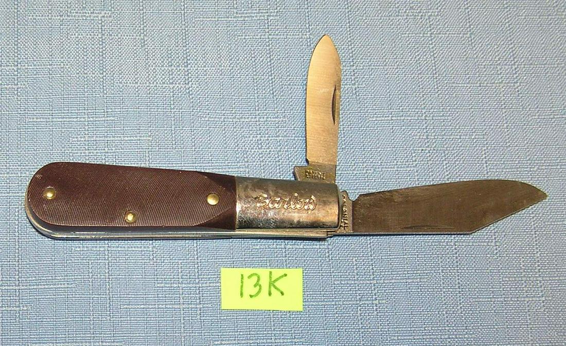 Vintage Barlow 2 bladed pocket knife: Vintage Barlow 2 bladed pocket knife by Colonial USA brown handle mint old dealer store stock est. value $40.00-$45.00