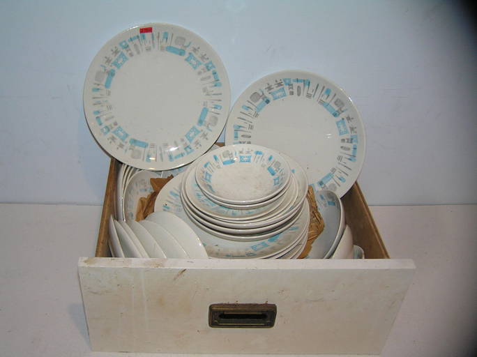 Large Box Of Antique Blue Heaven Dinnerware