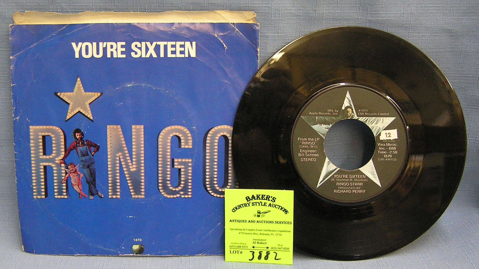 Vintage Ringo Starr 45 rpm record: Vintage Ringo Starr 45 rpm record on Apple’s EMI records with picture sleeve est. value $15.00-$25.00