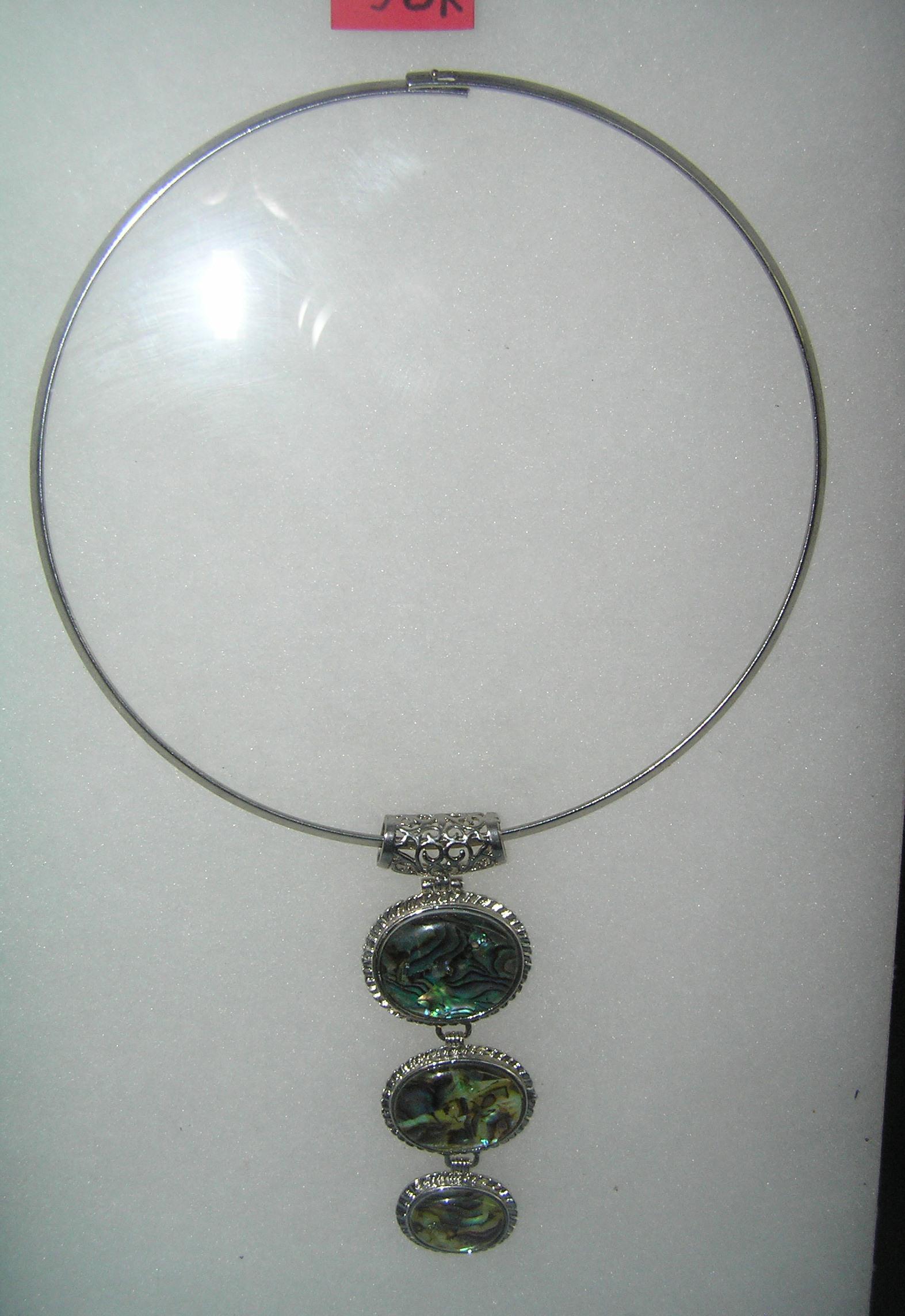Costume jewelry necklace with abalone type stone: Costume jewelry necklace with abalone type stone est. value $30.00-$35.00