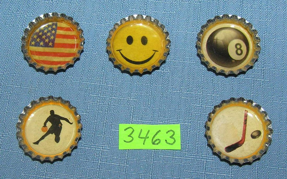 Vintage bottle cap promotional magnets: Group of 5 vintage bottle cap promotional magnets est. value $15.00-$20.00