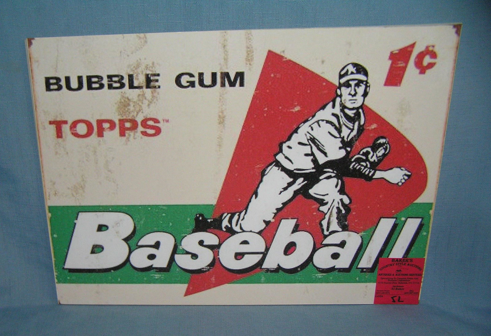 Topps Baseball bubble gum cards retro style sign: Topps Baseball bubble gum cards retro style advertising sign 12 inches by 16 inches est. value $40.00-$50.00