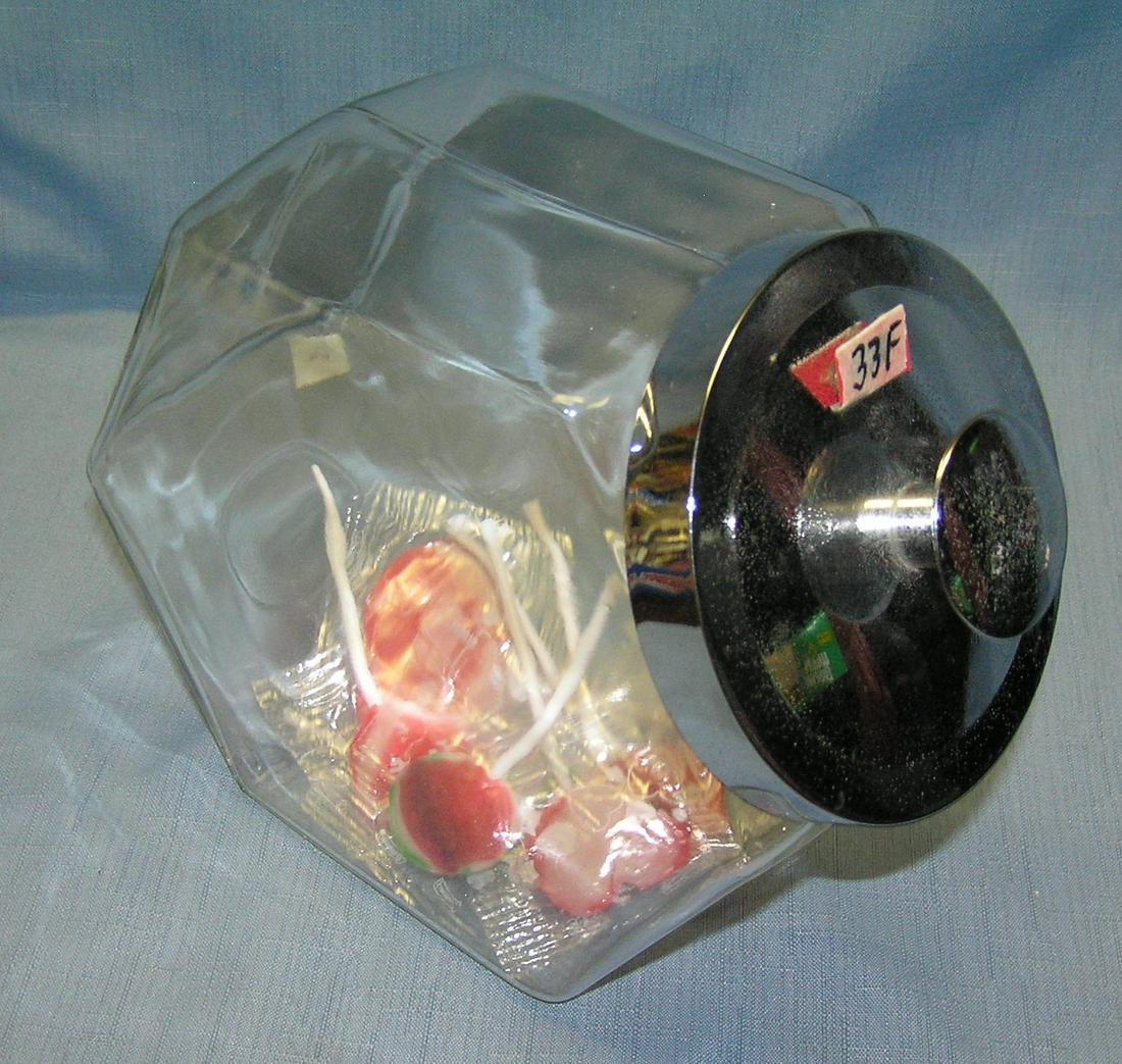 Vintage all glass country store style candy jar: Vintage all glass country store style candy jar est. value $35.00-$45.00