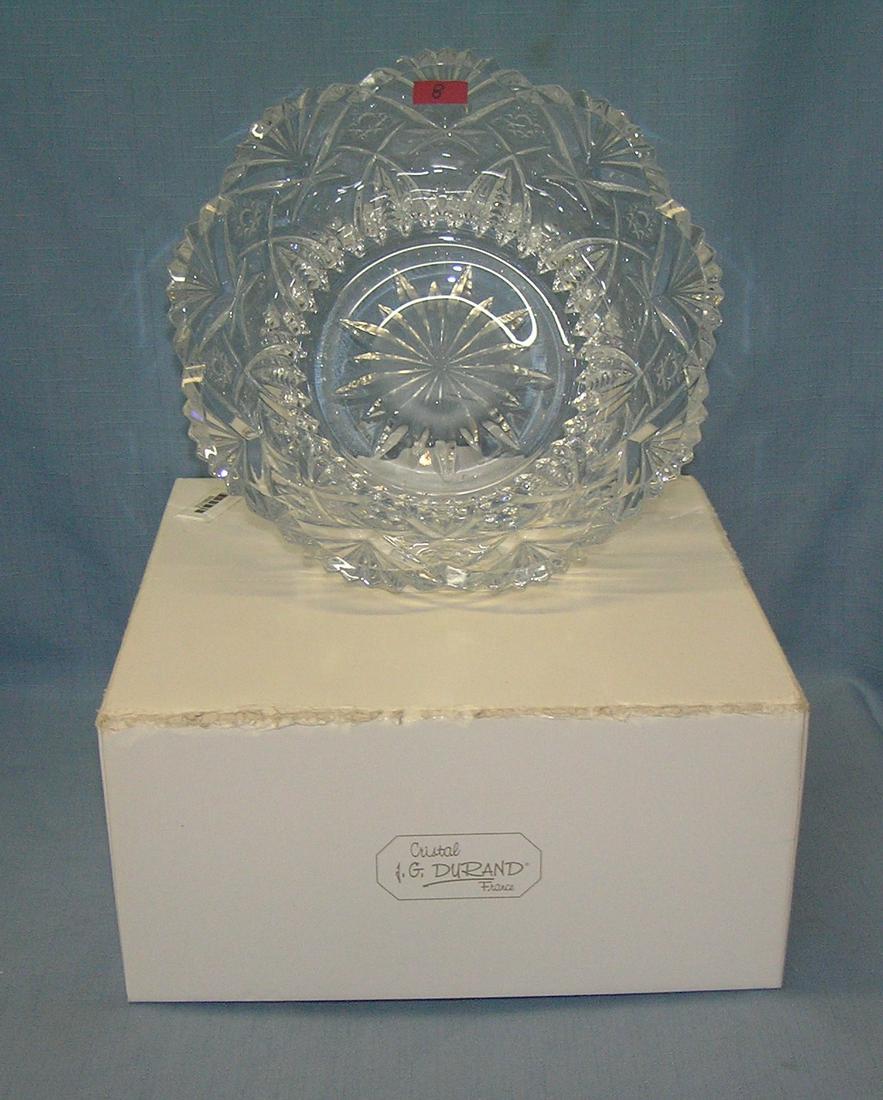 Heavy lead crystal serving bowl: Heavy lead crystal serving bowl by J. G. Durand of France mint with original box est. value $75.00-$100.00