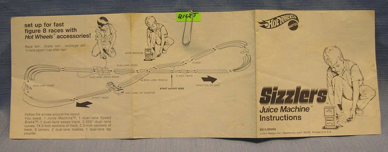 Original 1970 Hot Wheels Sizzler's brochure: Original 1970 Hot Wheels double sided Sizzler's brochure est. value $20.00-$25.00