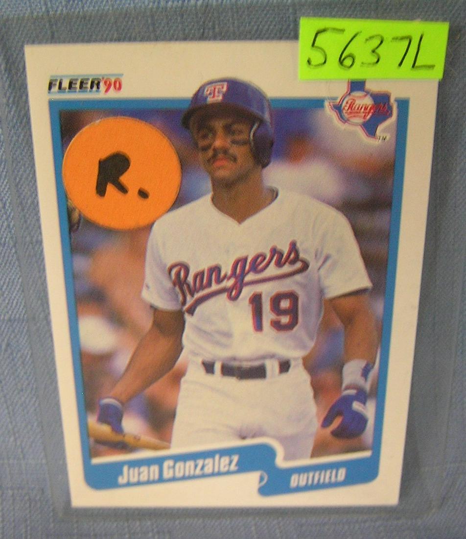 Juan Gonzalez rookie baseball card: Juan Gonzalez rookie baseball card est. value $25.00-$30.00