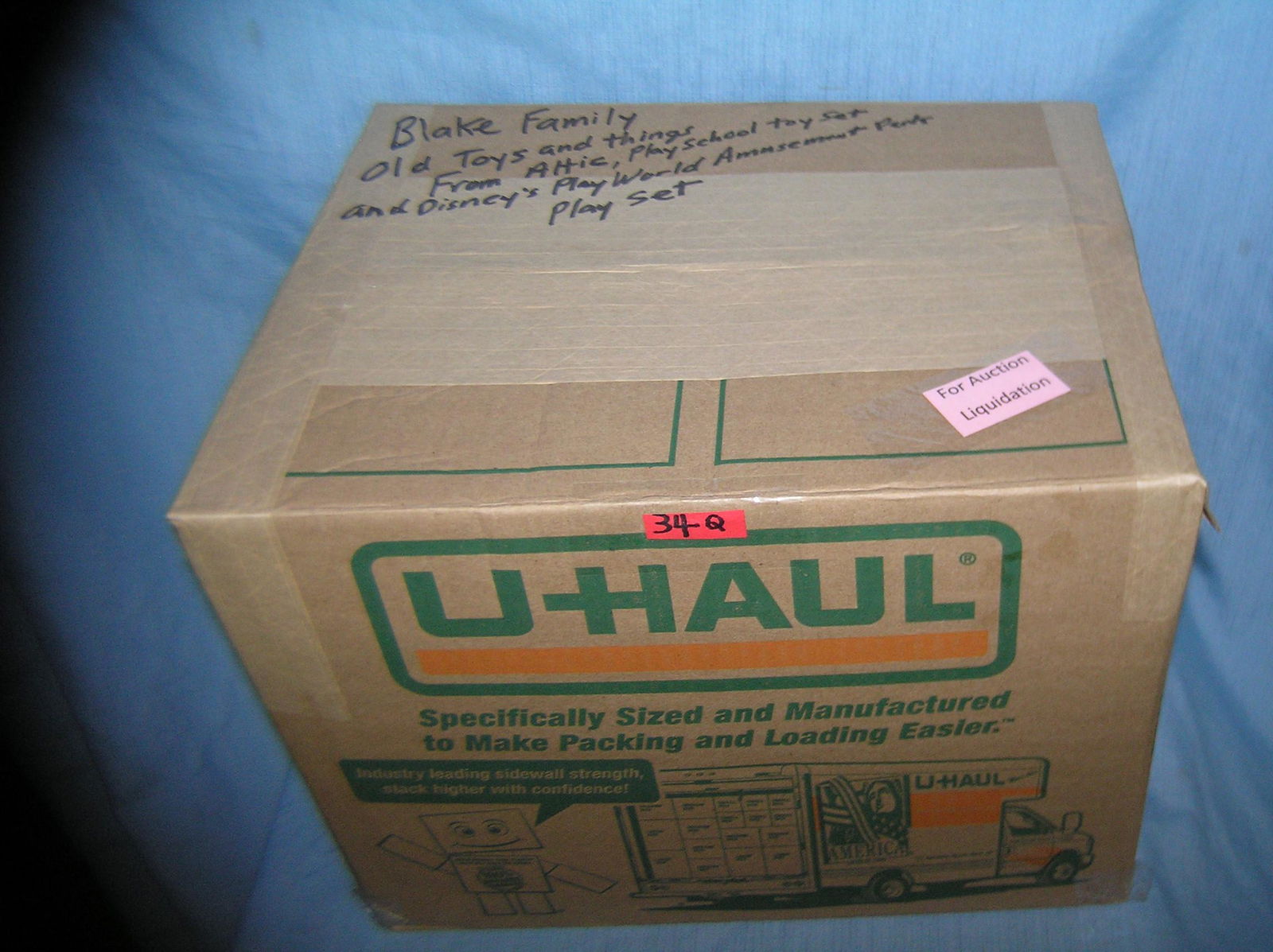 Moving and Storage Company mystery box lot marked Blake: Moving and Storage Company mystery box lot marked Blake family old toys and things from the attic includes Play School toy set and Disney Play World Amusement Park play set part of a moving and storag