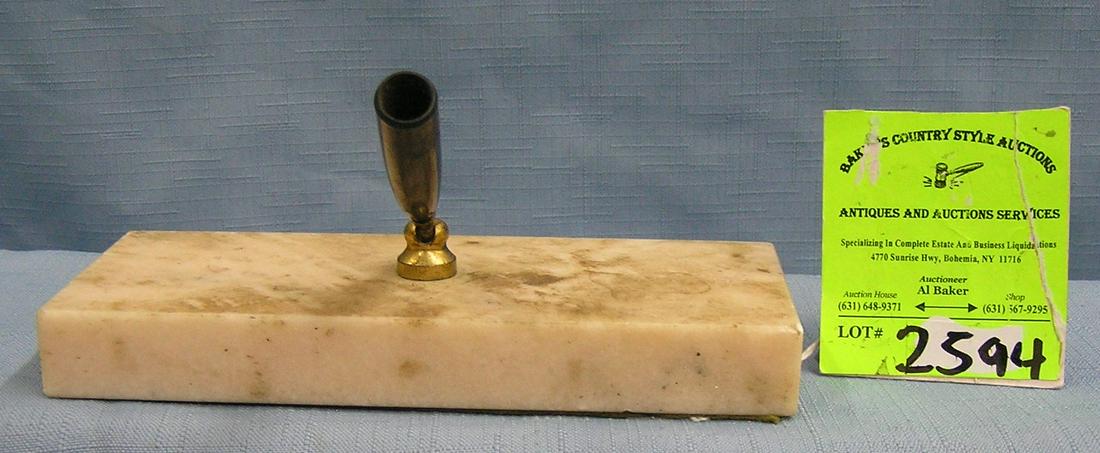 Early marble fountain pen holder: Early marble fountain pen holder est. value $40.00-$50.00