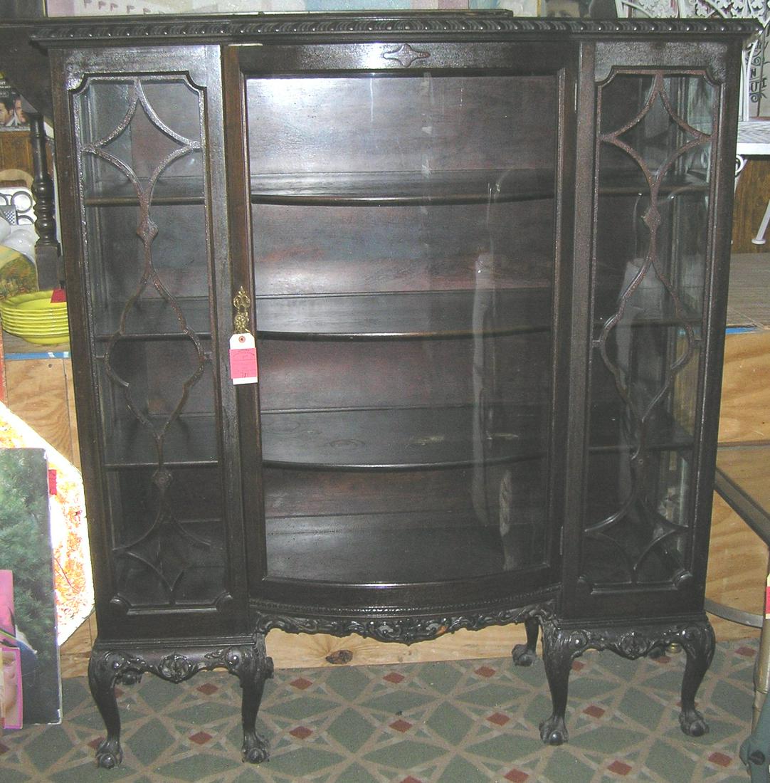 40 Antique Oak And Curved Glass China Display Cabinet Jan 19
