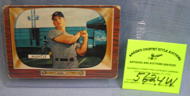 Vintage Bowman Mickey Mantle baseball card: Vintage 1955 Bowman Mickey Mantle baseball card est. value $225.00-$250.00