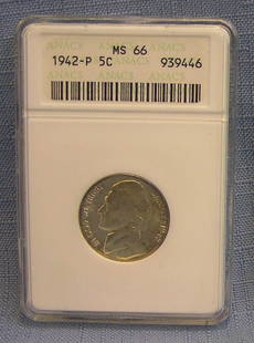 Vintage all silver 1942P Jefferson Nickel: Vintage all silver 1942P Jefferson Nickel est. value $75.00-$100.00