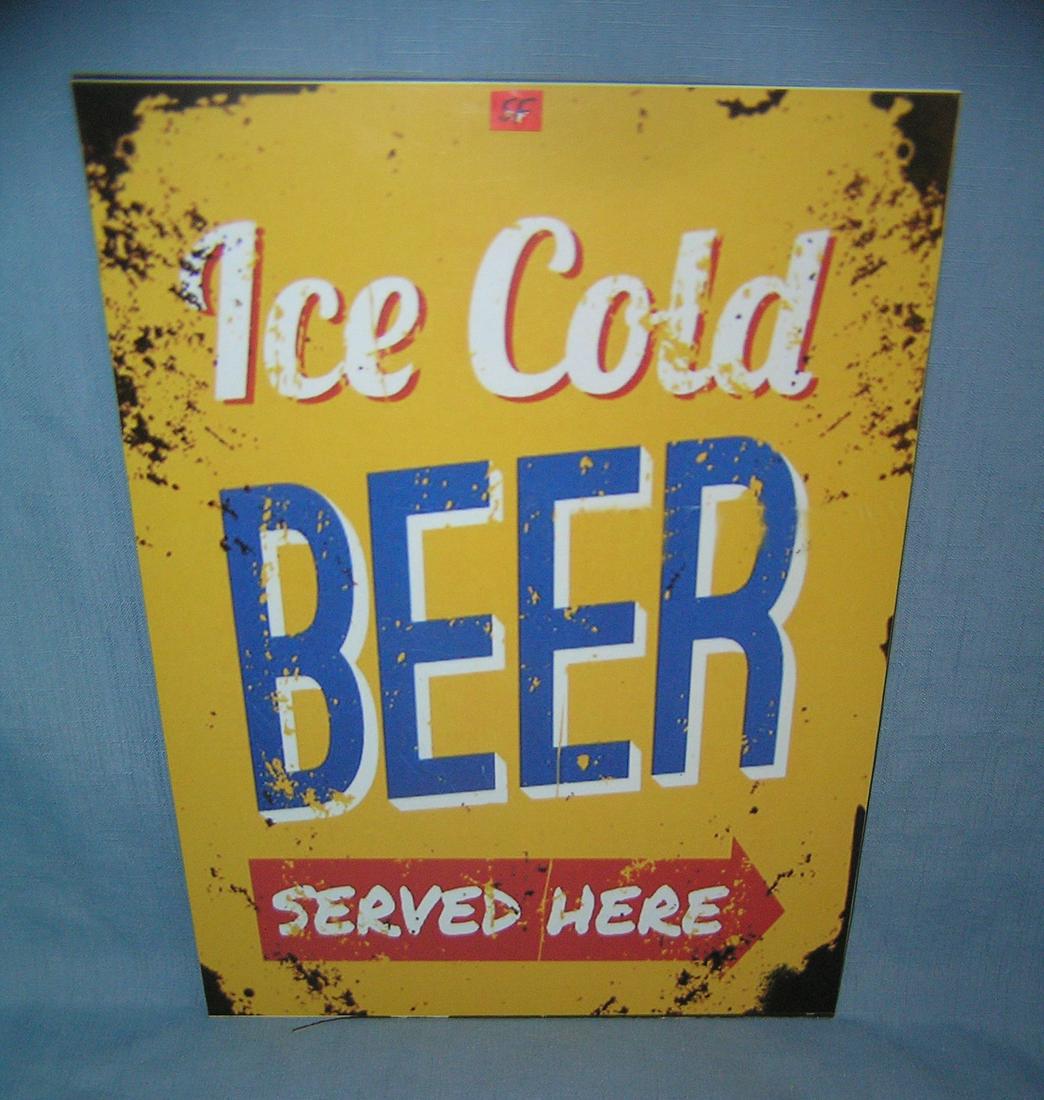 Ice Cold Beer Served Here retro style advertising sign: Ice Cold Beer Served Here retro style advertising sign 12 inches by 16 inches est. value $40.00-$50.00