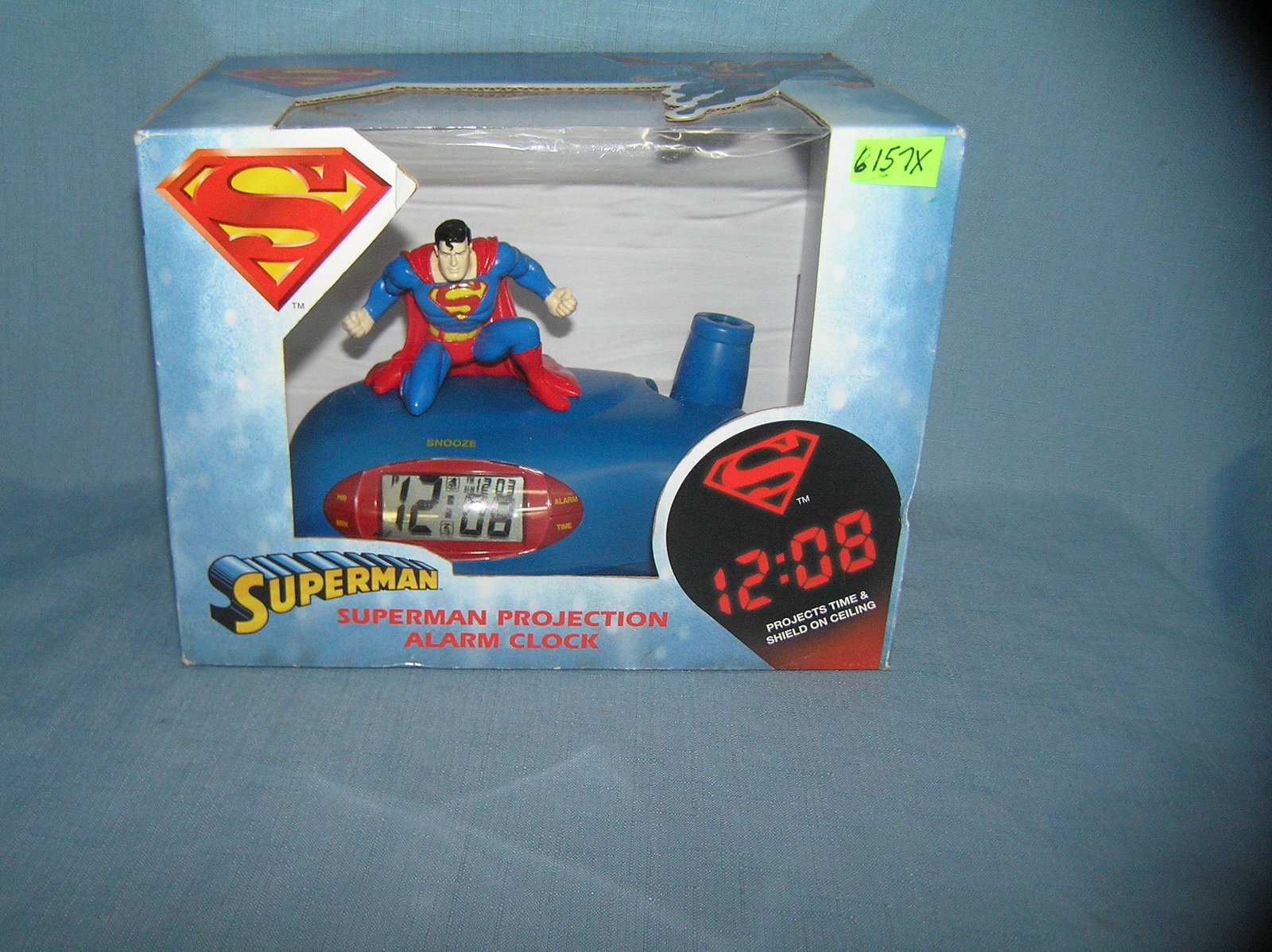 Superman figural projection alarm clock: Superman figural projection alarm clock mint in box est. value $40.00-$50.00