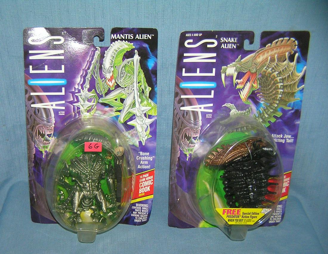 Pair of vintage Alien action figures: Pair of vintage Alien action figures includes Snake Alien and Mantal Alien both mint on card est. value $40.00-$50.00