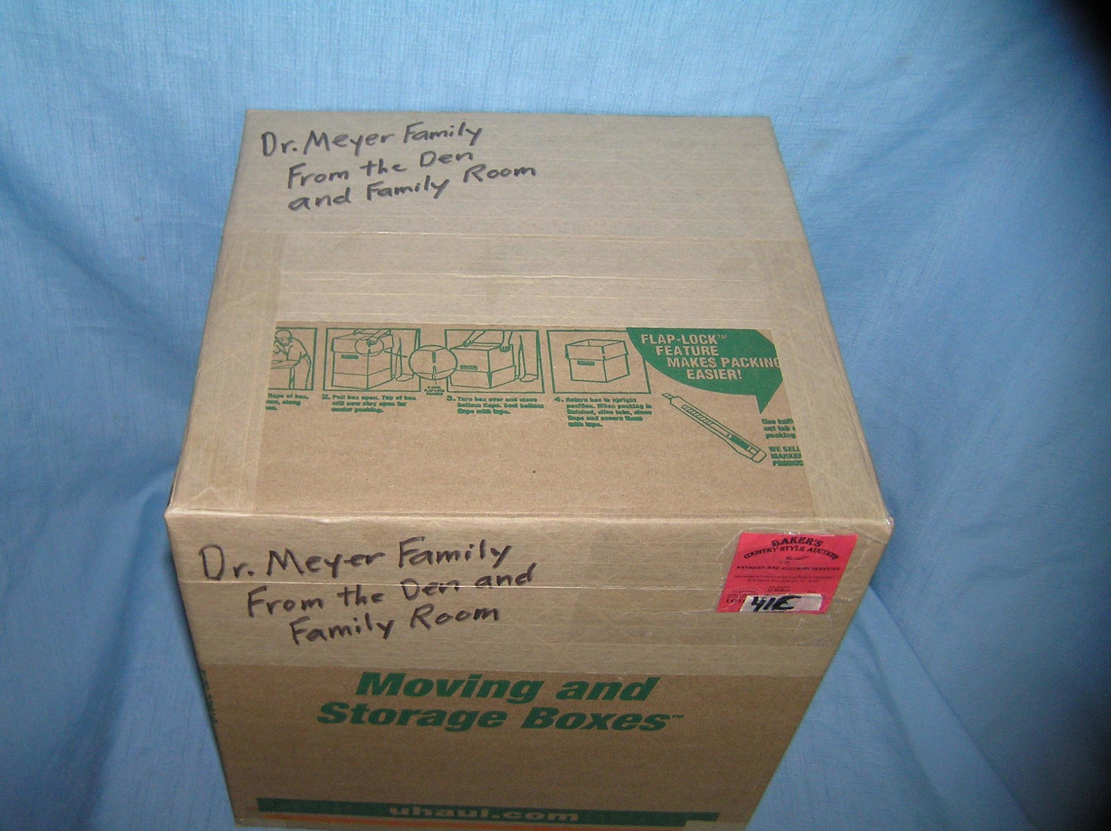 Moving and Storage Company mystery box lot: Moving and Storage Company mystery box lot marked Dr. Meyer family contents from den and family room part of a moving and storage company seized or unclaimed merchandise group sent to auction for liqu