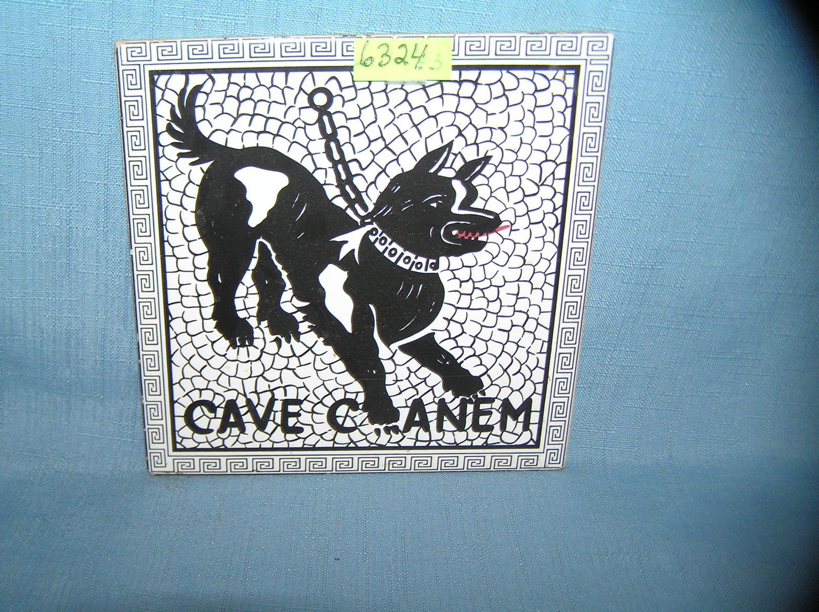 Vicious dog decorated tile: Vicious dog decorated tile est. value $30.00-$35.00