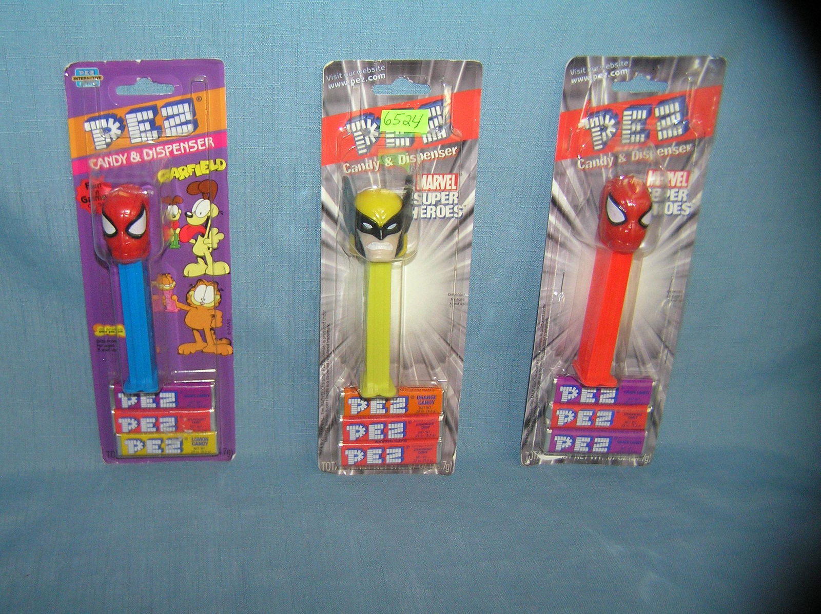 Group of 3 vintage Marvel superhero PEZ candy: Group of 3 vintage Marvel superhero PEZ candy containers mint on card est. value $30.00-$40.00