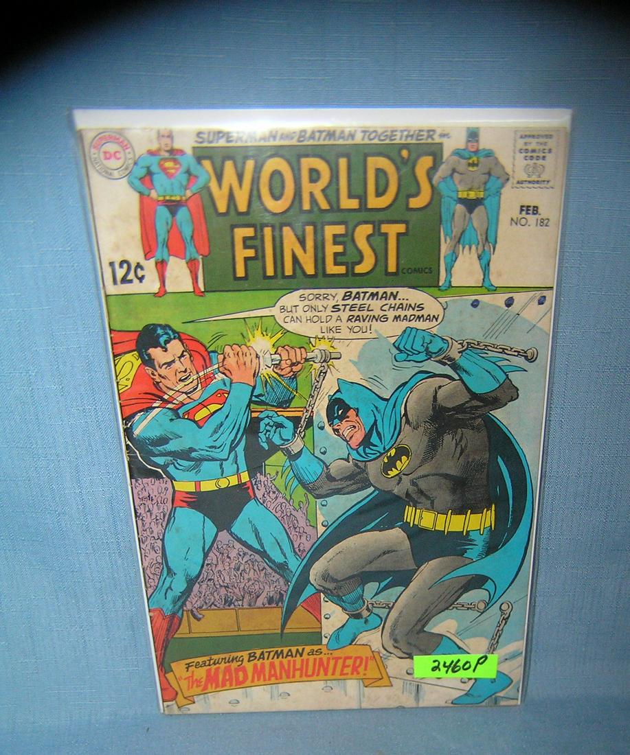 Early DC's World's Finest comic book: Early DC's World's Finest comic book featuring Batman, Superman with Batman as the Mad Man hunter issue number 182 1969 est. value $50.00-$60.00