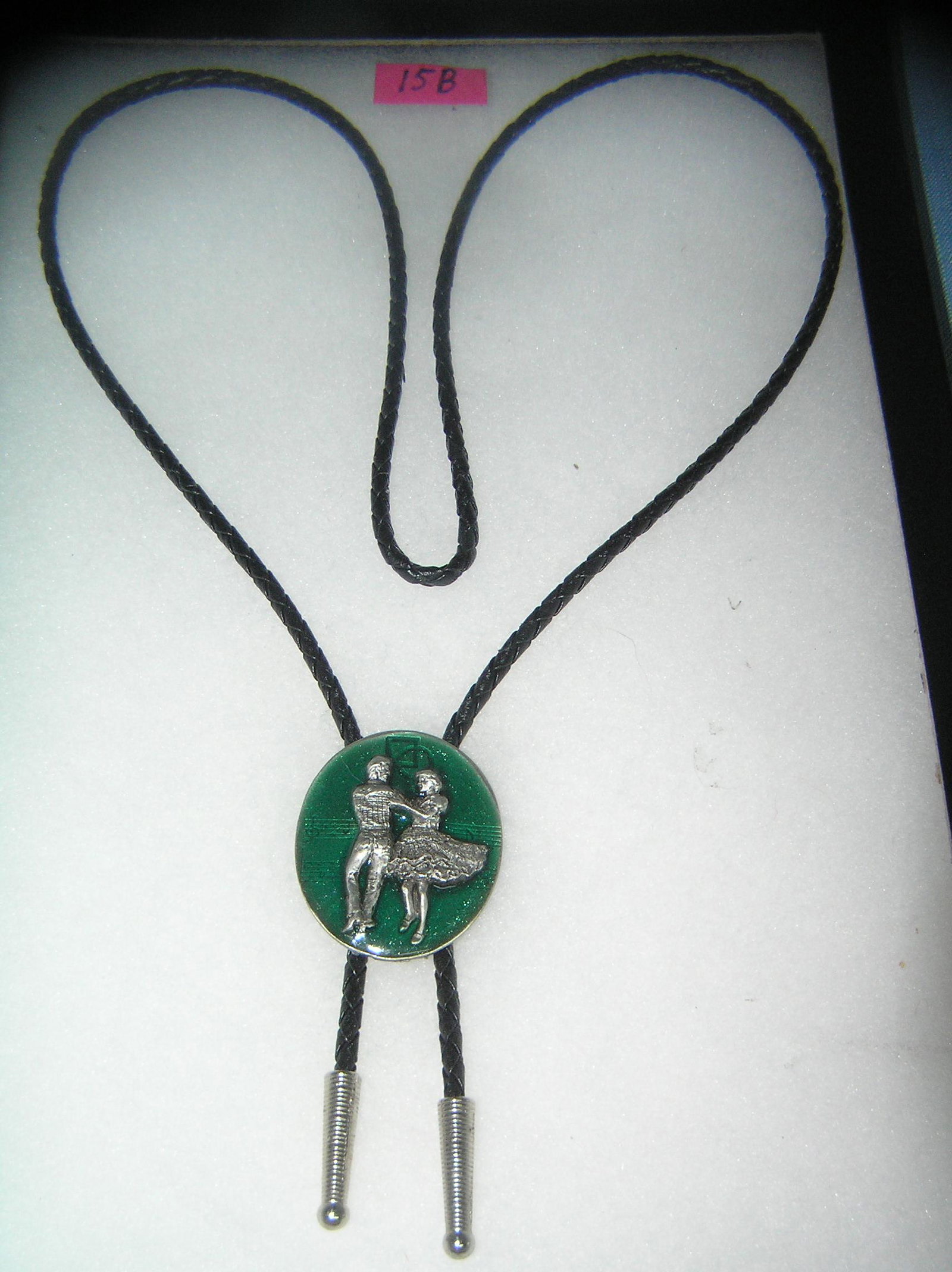 Vintage square dancers decorated string tie: Vintage square dancers decorated string tie est. value $40.00-$50.00
