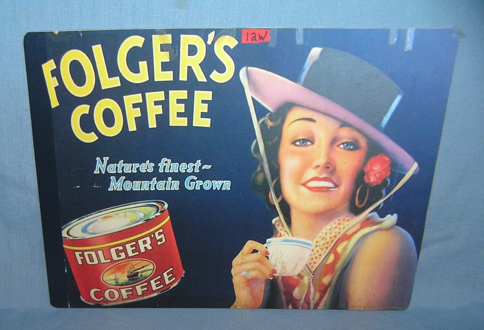 Folger's Coffee retro style advertising sign: Folger's Coffee retro style advertising sign great color graphics est. value $50.00-$60.00
