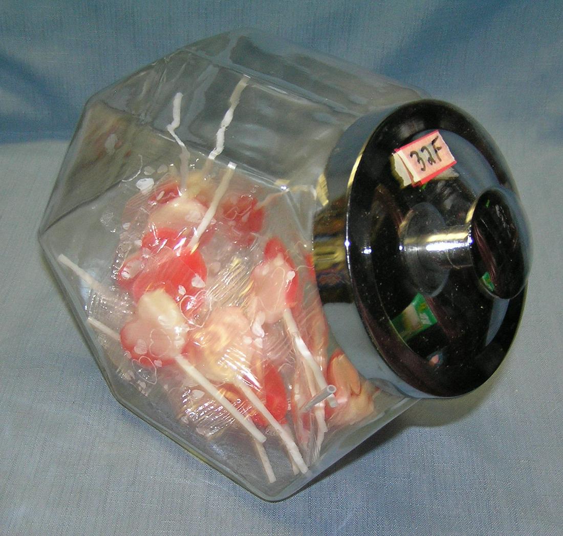 Vintage all glass country store style candy jar: Vintage all glass country store style candy jar est. value $35.00-$45.00
