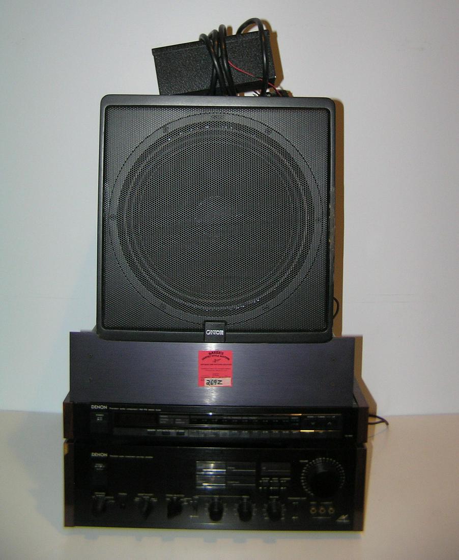 Denon precision audio component stereo system: 4 piece Denon precision audio component stereo system with Canton speaker unit and multi outlet universal box est. value $225.00-$250.00