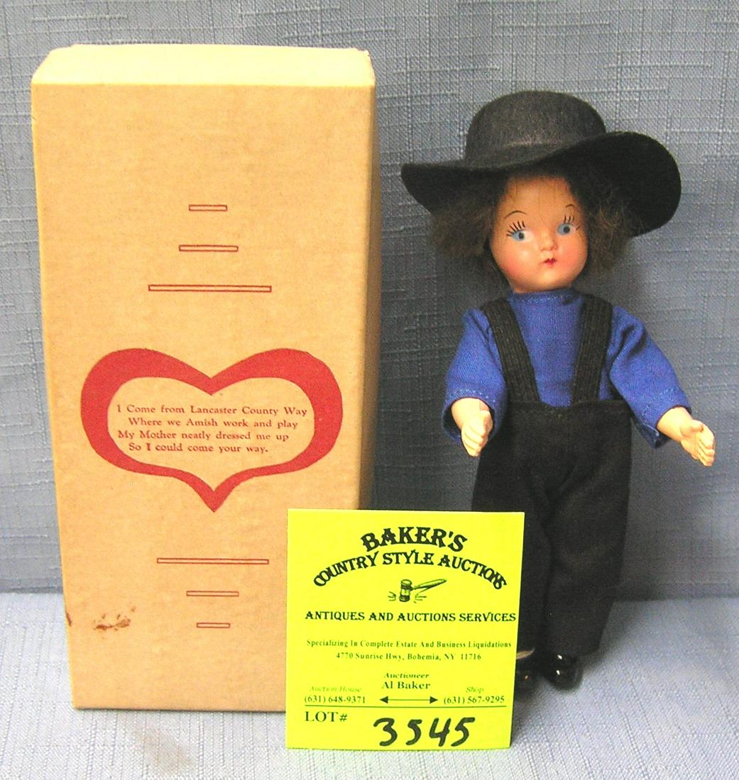 Vintage Amish boy doll: Vintage Amish boy doll hand painted composition face and comp hands mint in original box est. value $50.00-$60.00