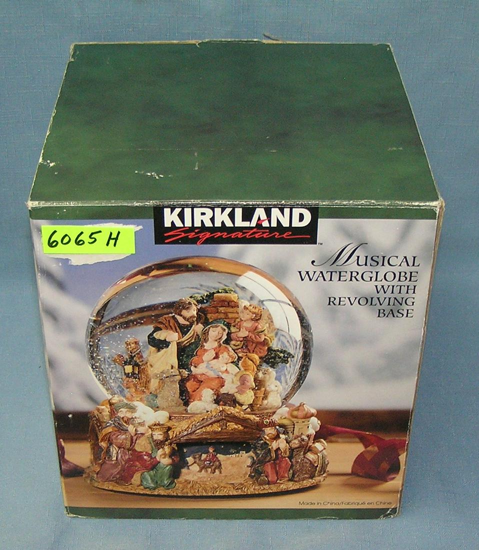 Large musical water globe with revolving base: Large musical water globe with revolving base nativity scene all hand painted tune plays Joy to the World with original box est. value $65.00-$75.00
