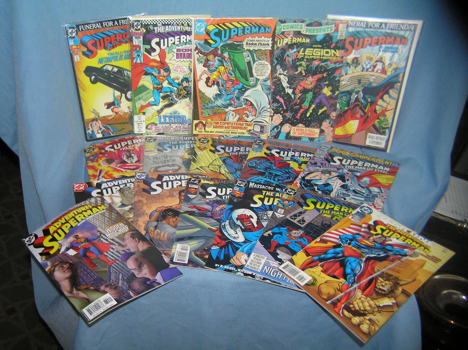 Large collection of vintage Superman comic books: Large collection of vintage Superman comic books includes a special edition Radio Shack give away est. value $90.00-$100.00